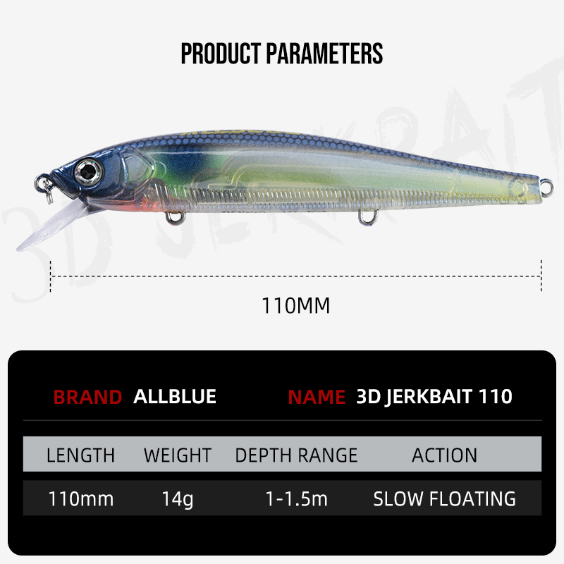 ALLBLUE 3D Jerkbait Wobbler Fi - огляд і ціна Fishing Lure Jerkbait