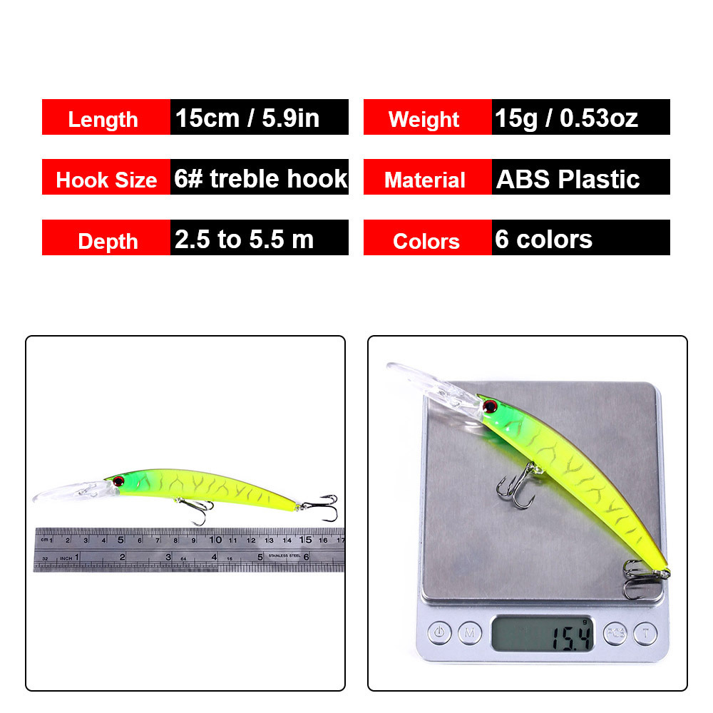 1PCS 15cm 15g  Deep Diving Jer - огляд і ціна Fishing Lure Swimbait